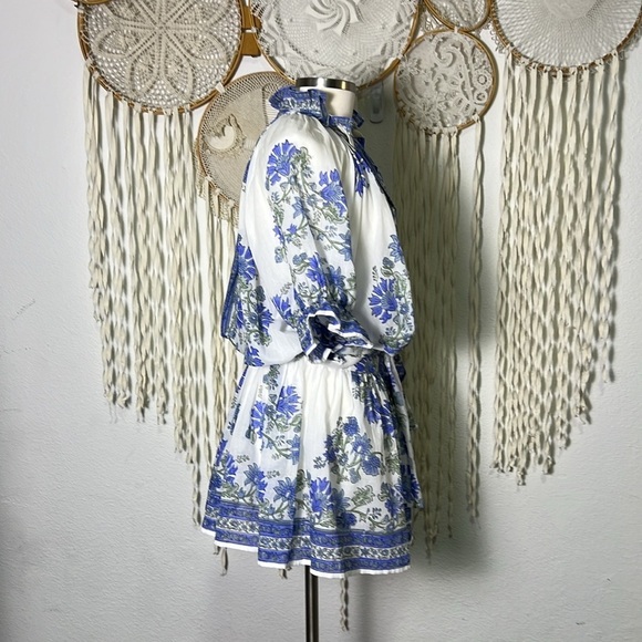 Juliet Dunn NWT Floral Mini Cotton Shirt Dress with Slip 1(4/6) - Picture 3 of 16